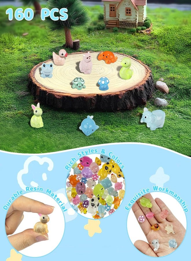 Piemow 160 Pcs Mini Resin Animals Kit - Luminous Tiny Resin Animals Figurines Accessories Gifts for Aquarium Fairy Garden Bonsai Decor - Image 2